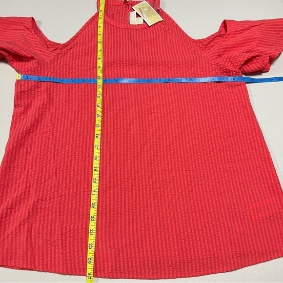 Michael Kors Seersucker Halter Neck Cold Shoulder Short Flutter Sleeve Stripes - Picture 7 of 7